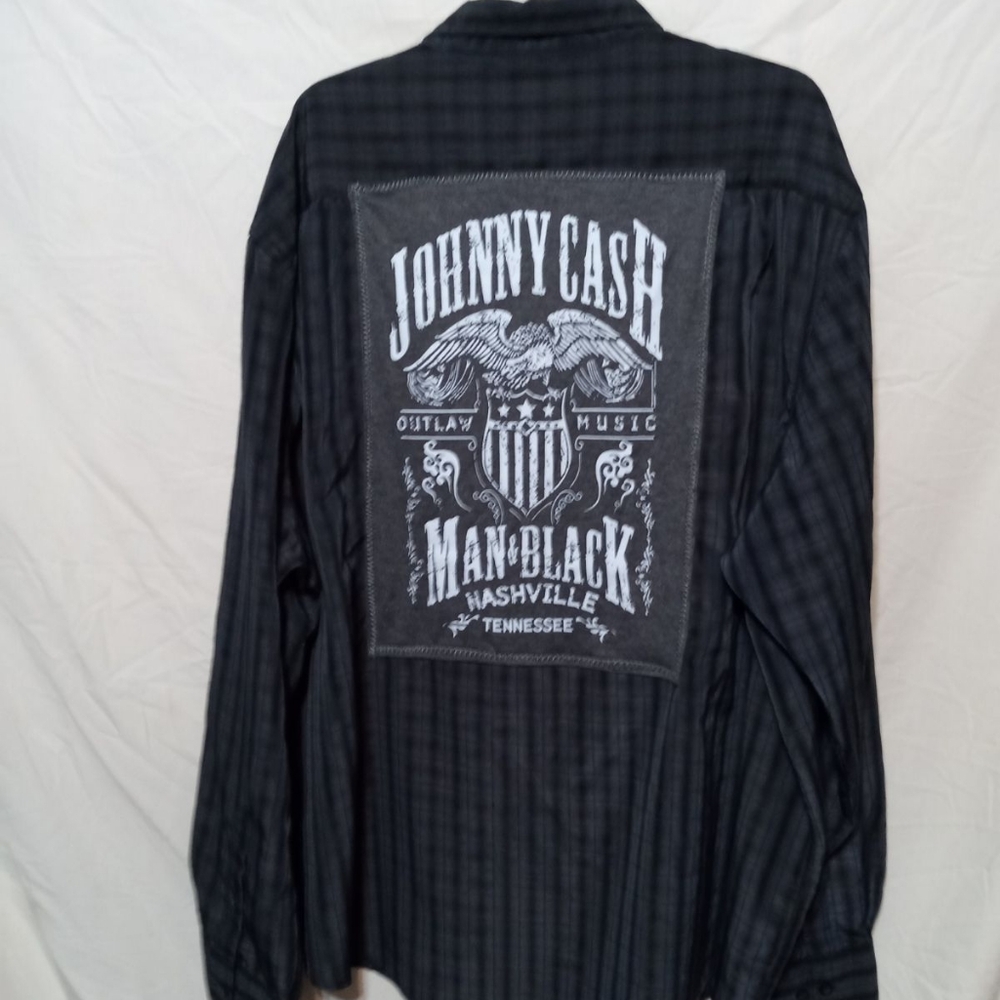 Johnny Cash Plaid Shirt Hand Crafted Upcycled